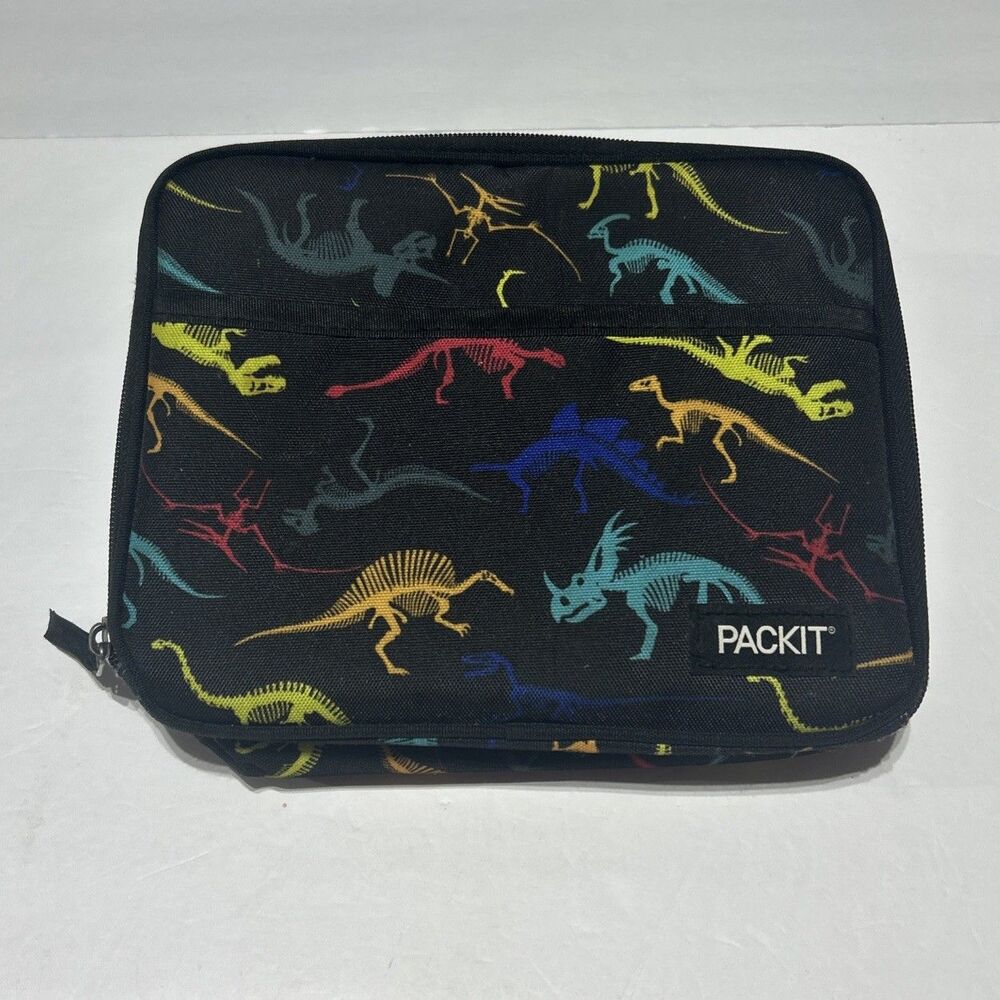 PackIt Dinosaur Skeleton Print Insulated Lunch Box Bag Built-In Cooling